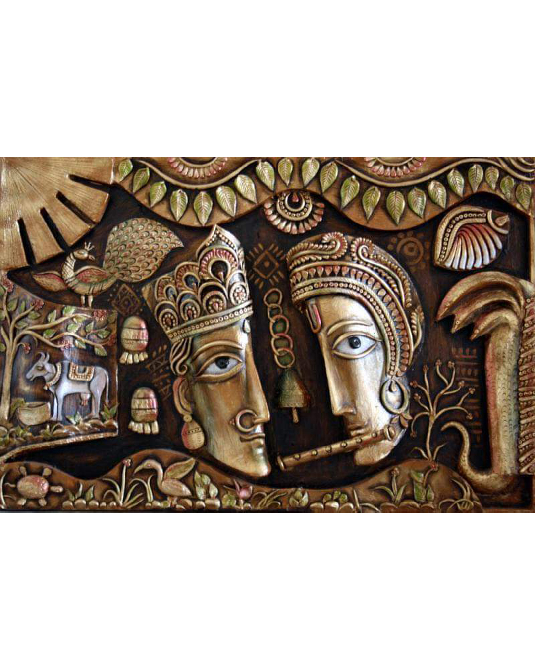 Riddhi Siddhi Art Creations - Ornate Temple Jharokha Radha Krishna Mural
